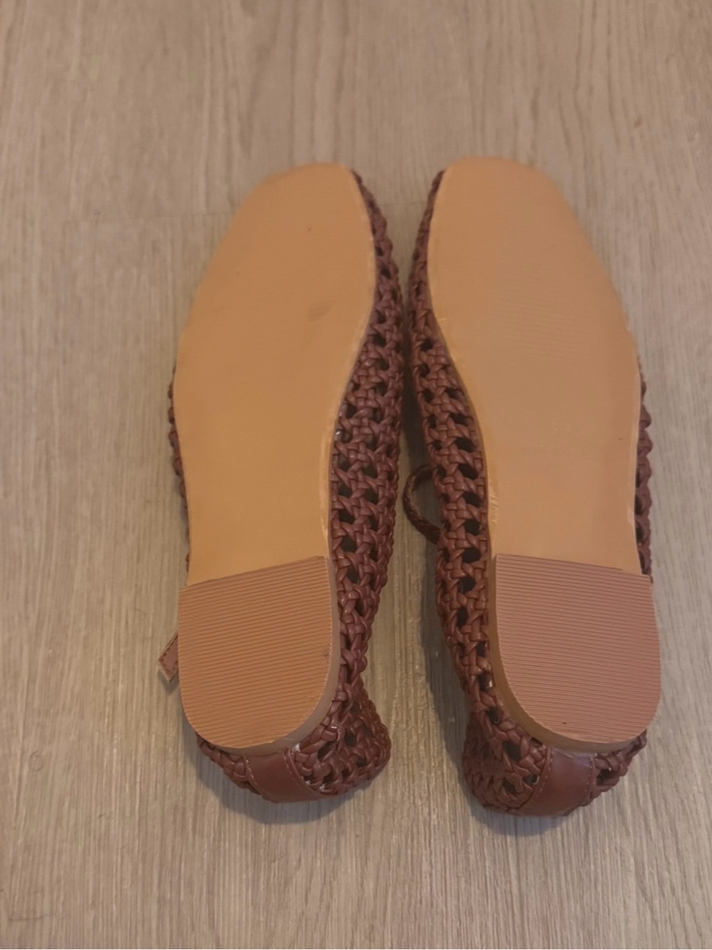 Brown Woven Mary Jane Flats - Women's Casual Ballet Shoes - Picture 4 of 4